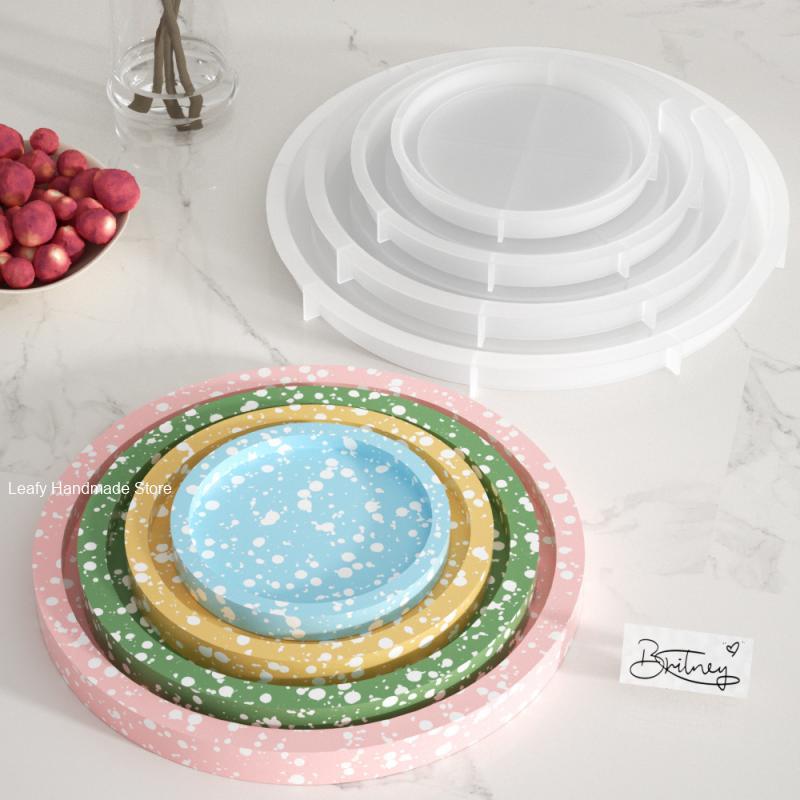 Tray Mold Rectangle - 4 türleri dairesel tepsi silikon kalıpları