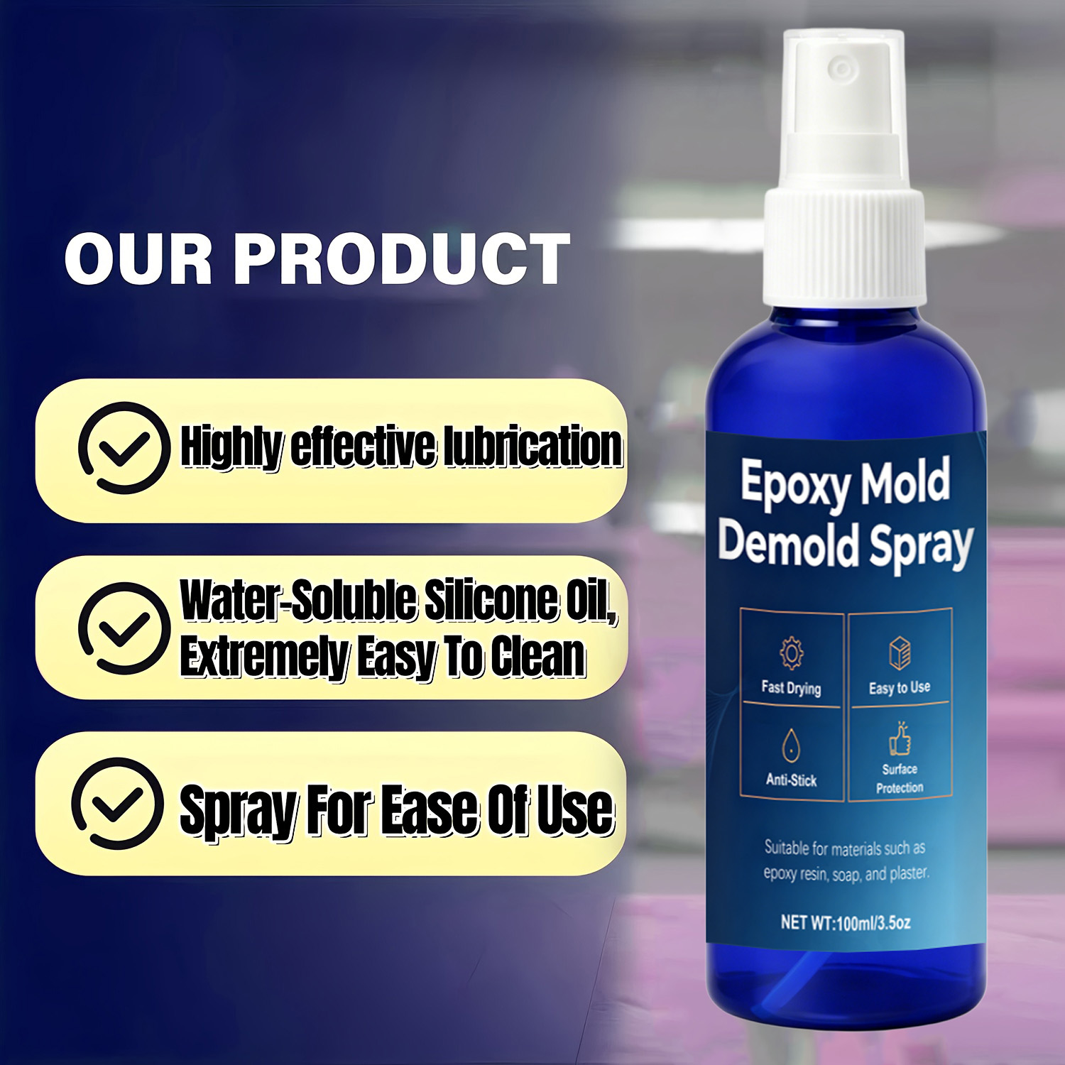 Release Spray Silicone - Silikon Kalıplar için Çıkartıcı Sprey, Epoksi