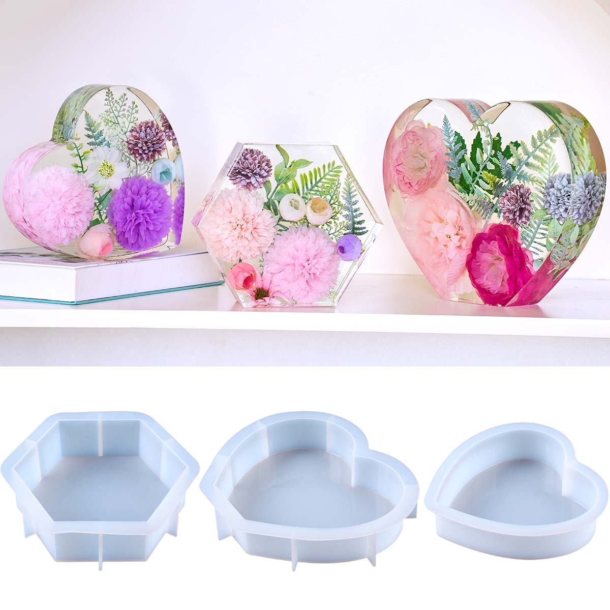 Resin Art Kit With Molds - Büyük Aşk silikon kalıp DIY Kalp