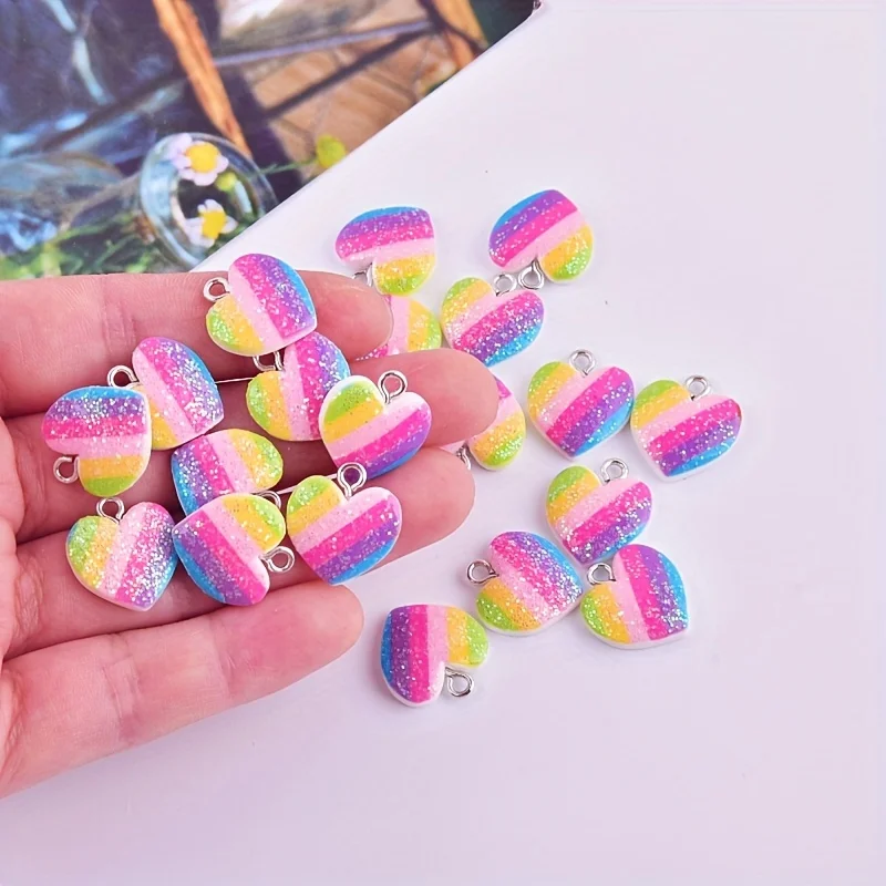 Resin Art Supplies Near Me - 10 adet renkli kalp reçine takılar