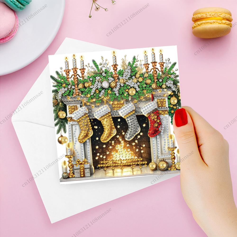 Xmas Resin Art - 6 adet DIY elmas boyama tebrik
