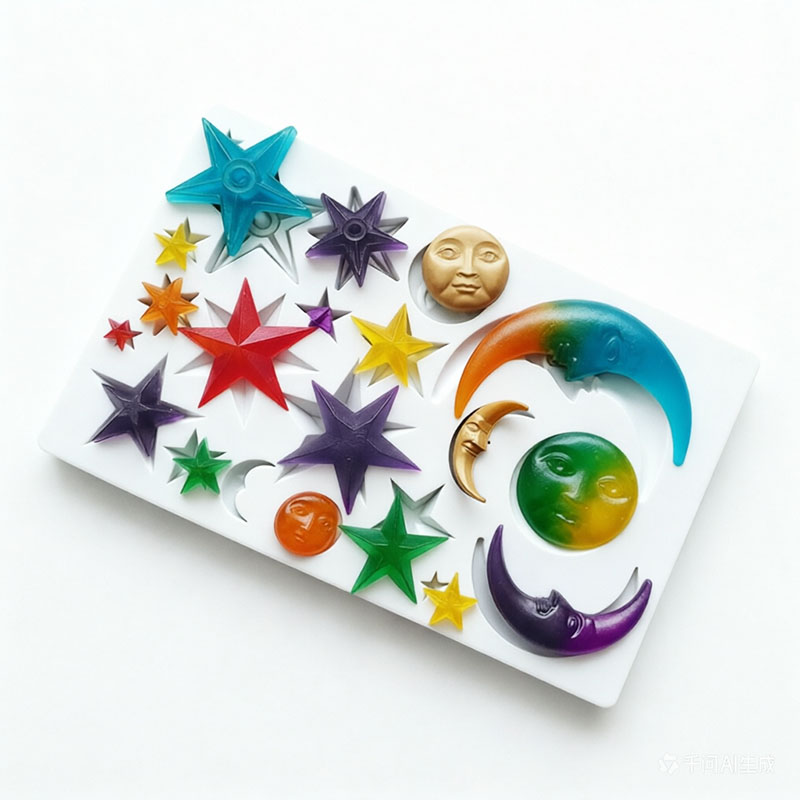 Resin Art Kit With Molds - Güneş Yüzü Ay Yıldızlar Polimer Kil