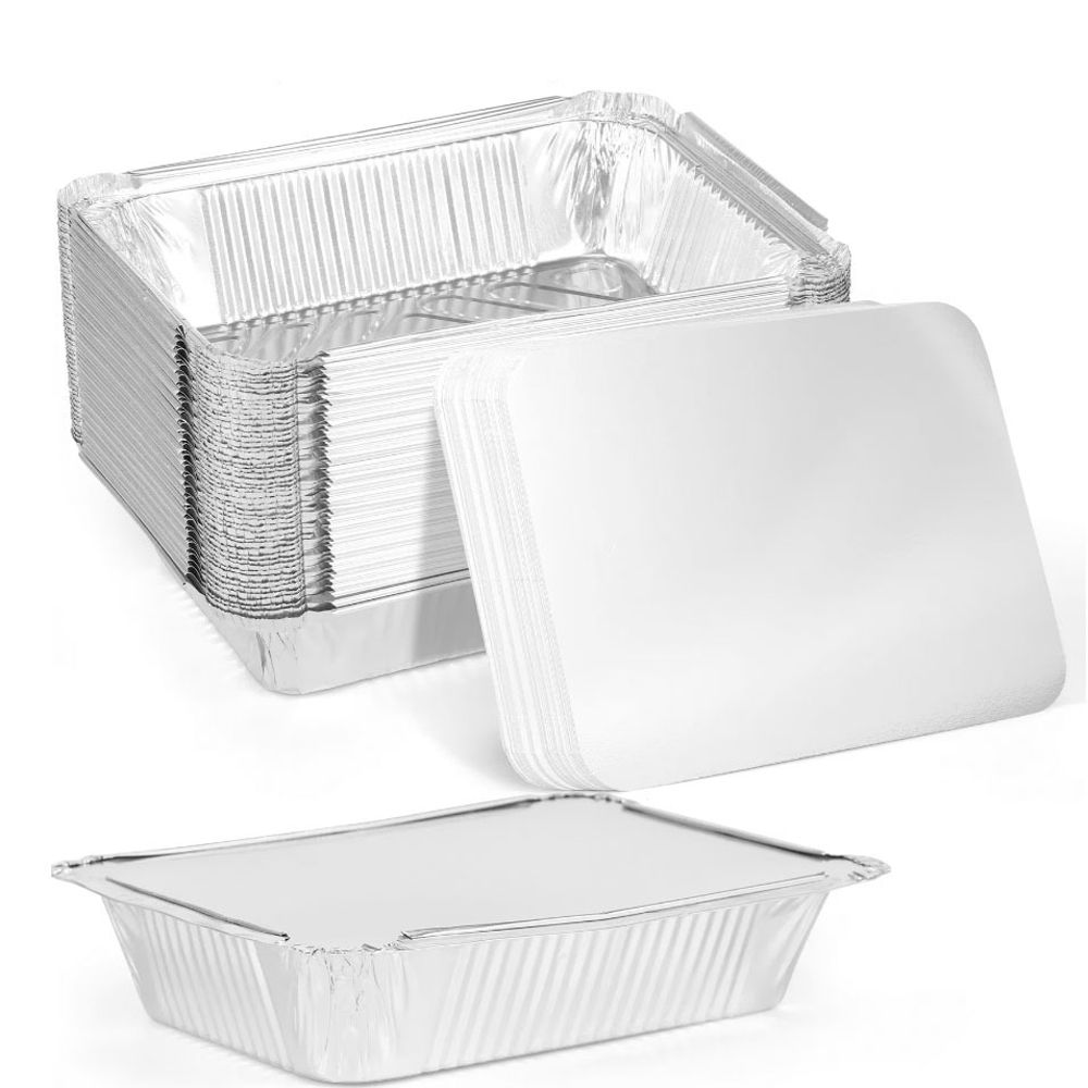 Tray Mold Rectangle - 10 adet yeni kapaklı alüminyum folyo