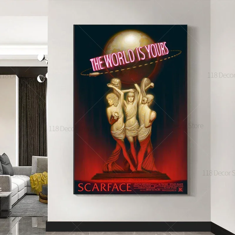Resin Art On Canvas - Dünya Senindir Scarface Retro Trippy PSİKEDELİK