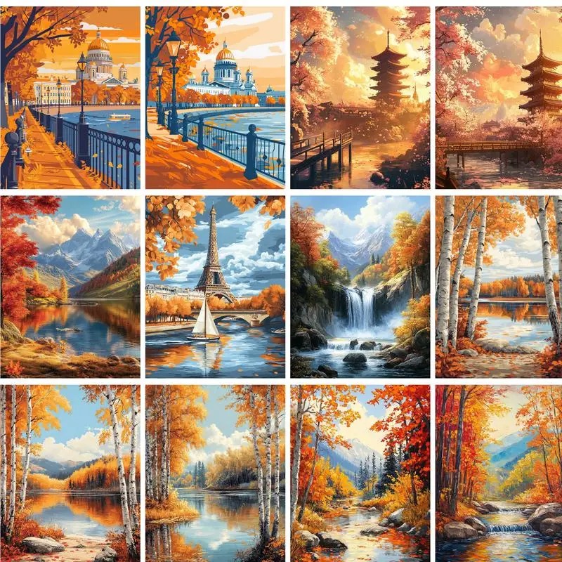 Resin Art On Canvas - 40x50cm tuval üzerine sayılarla boyama resimleri,