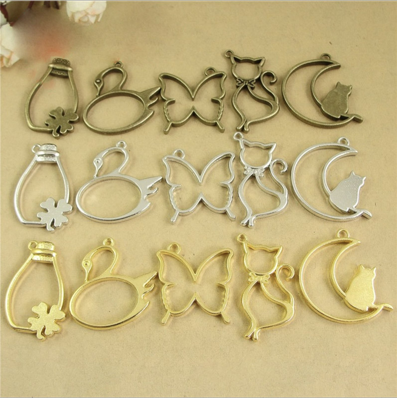 Resin Art Frame - 5 adet Kedi ay şekli Metal
