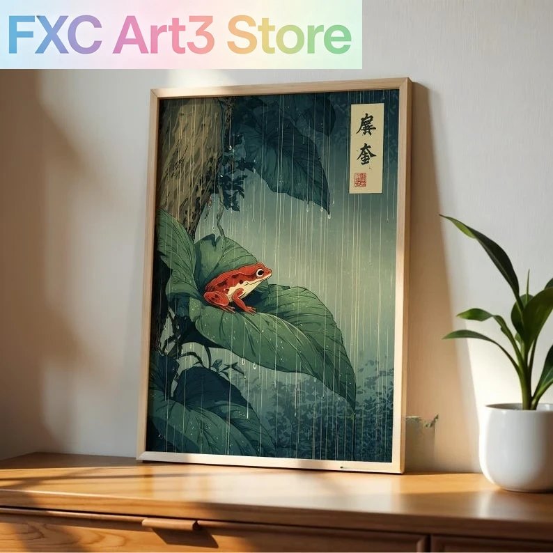 Resin Art On Canvas - Çerçevesiz, 1 adet Japon Kurbağa Kanvas