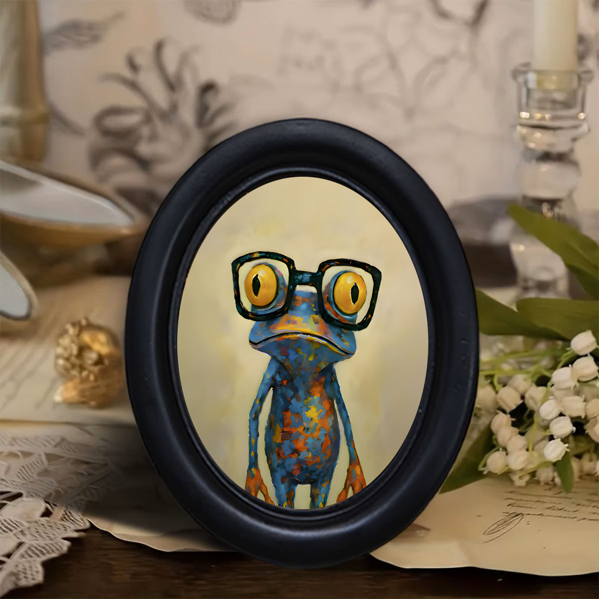 Resin Art Frame - 1 Adet Trendy Kurbağa Desenli Duvar