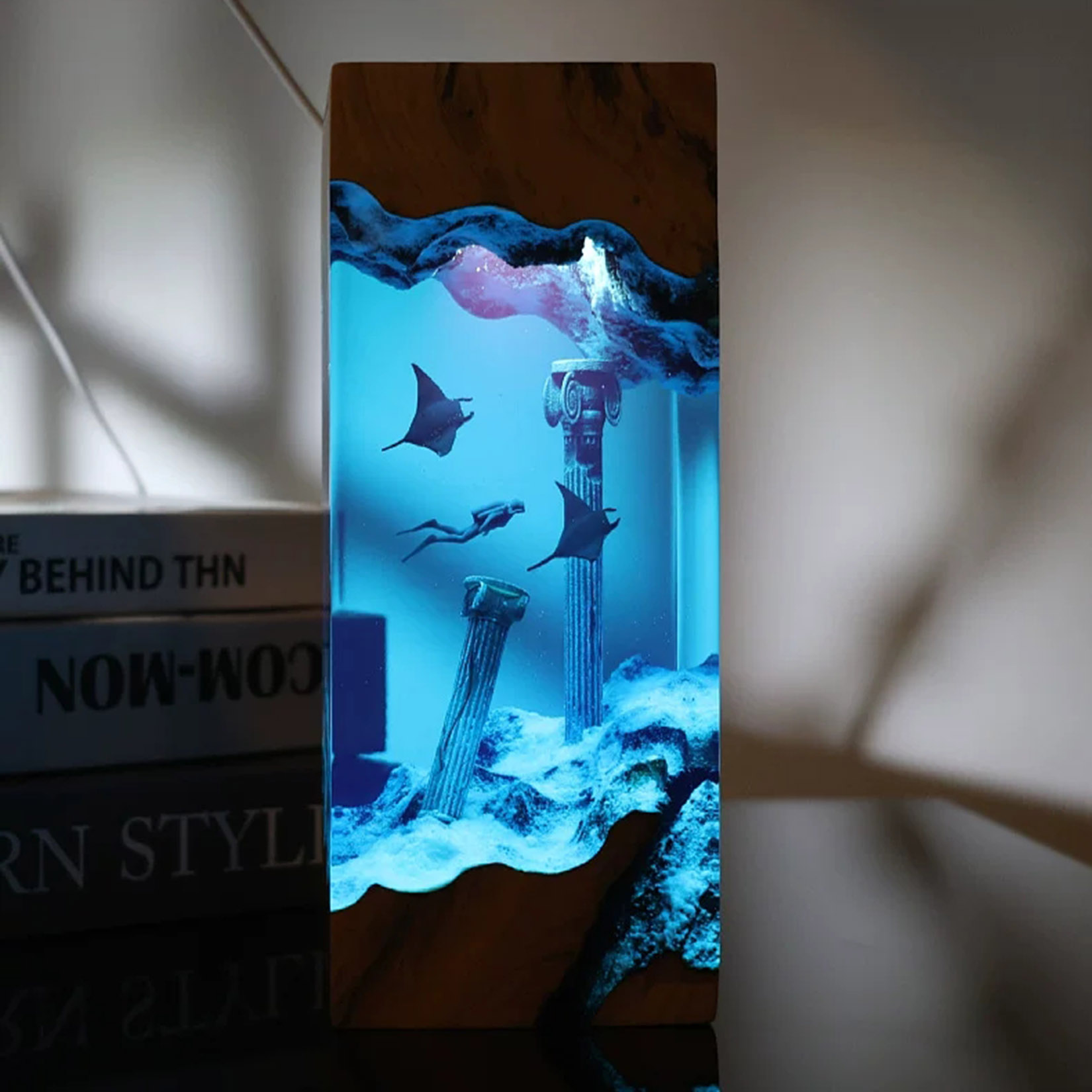 Resin Art Decoration Items - Manta Ray Gece Lambası Okyanus Temalı