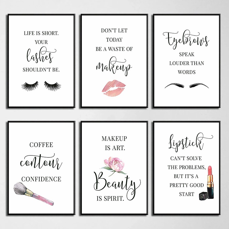 Resin Art Quotes - Makyaj Sözleri Posteri Kirpik Kaşlar Ruj