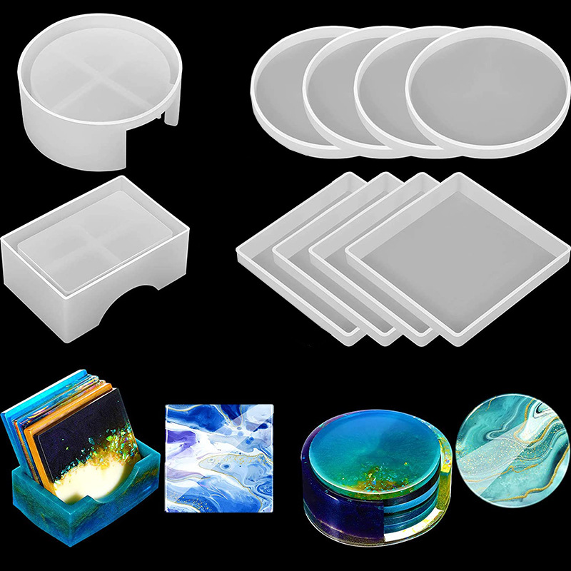 Coaster Mold Square - Yuvarlak kare bardak altı silikon kalıp