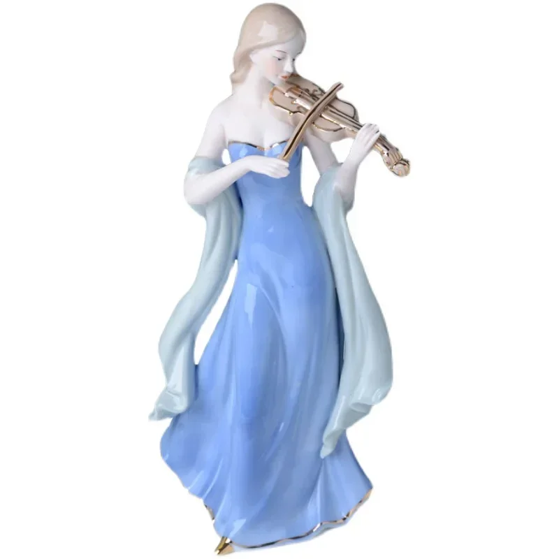 Resin Art Decoration Items - Çin Keman Kızları Seramik Figür Sanat