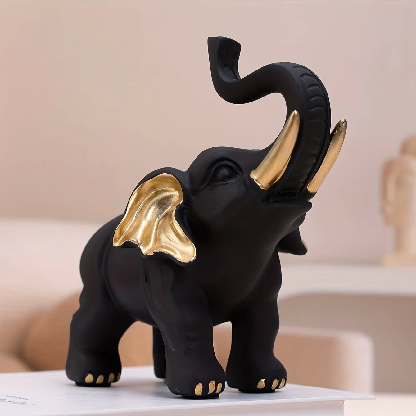 1 Parça Siyah Altın Şanslı Fil - Resin Art Decoration Items incelemesi ve fiyatı