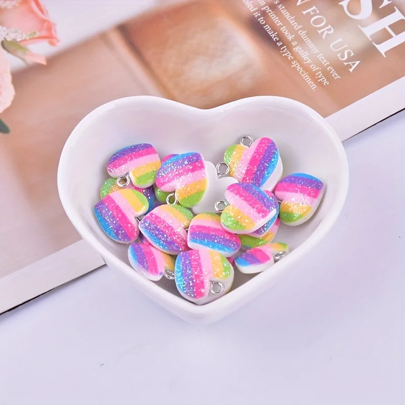 10 adet renkli kalp reçine tak - Resin Art Supplies Near Me incelemesi ve fiyatı