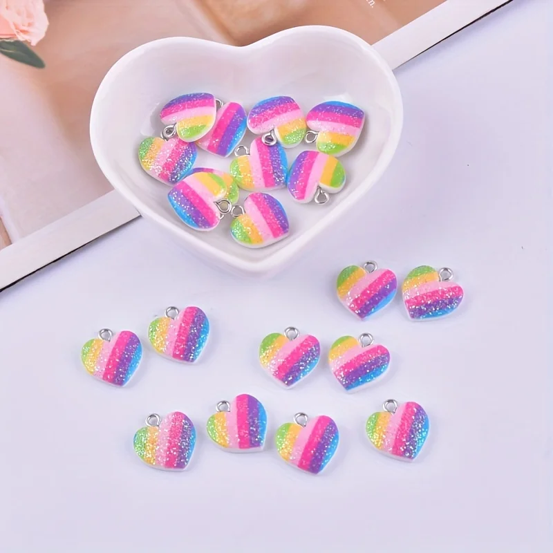 10 adet renkli kalp reçine tak - Resin Art Supplies Near Me incelemesi ve fiyatı
